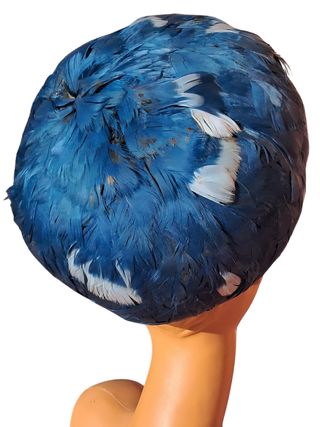 Sombrero vintage 50s Pillbox plumas