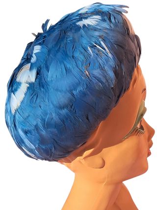 Sombrero vintage 50s Pillbox plumas