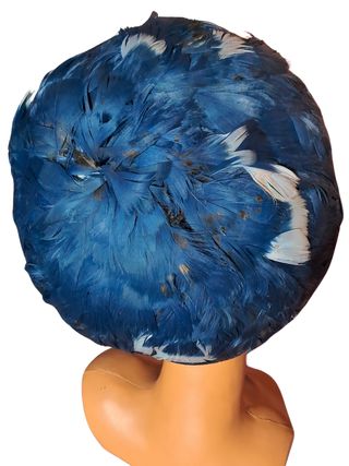 Sombrero vintage 50s Pillbox plumas