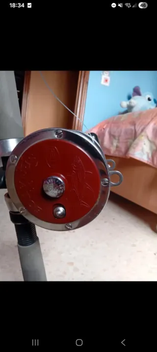 Caña de pescar con carrete