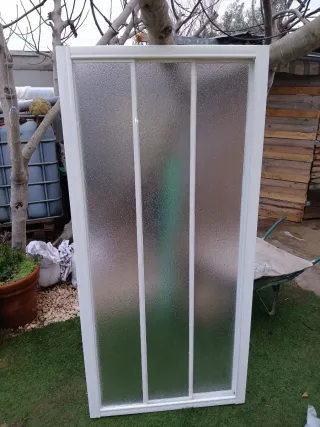 Mampara ducha aluminio blanco cristal acrílico