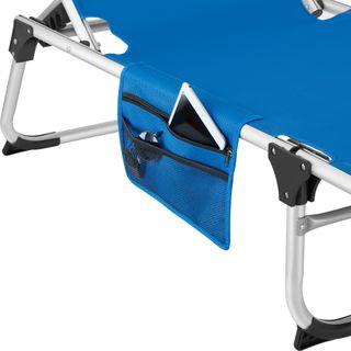 Tumbona plegable con reposacabezas y ajustable en 6 posiciones azul
