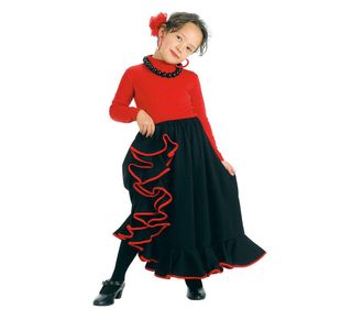 Falda Rociera Negra y Roja