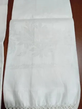 Coppia Asciugamani Lino Operato cm 120x65