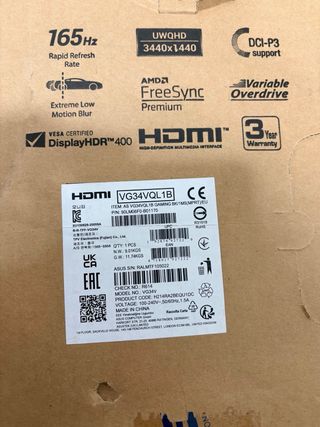 Monitor Curvo Asus TUF Gaming VG34VQL1B