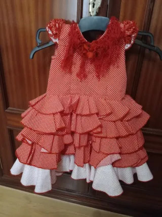 Traje Flamenca Niña Rojo y Blanco