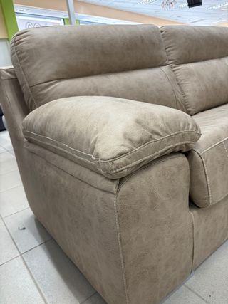 Sofá 3+2 plazas beige/gris tela