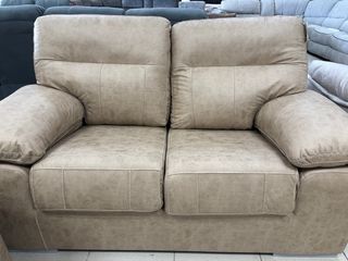 Sofá 3+2 plazas beige/gris tela