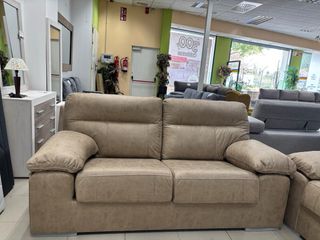 Sofá 3+2 plazas beige/gris tela
