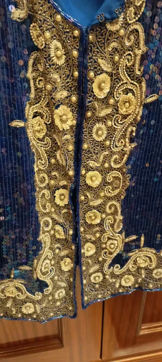 Americana lentejuelas azul y dorada