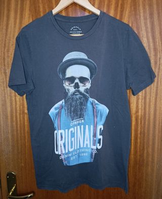 Camiseta Jack & Jones Gris Calavera Hipster T. M