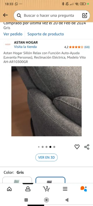 Poltrona relax Astan Hogar grigia alzapersone