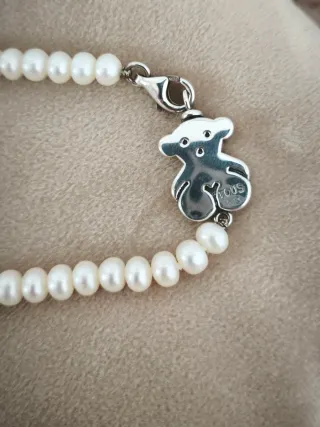 Collar perlas Tous oso plata
