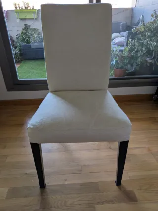 Juego 6 sillas salón tela y madera