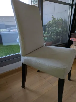 Juego 6 sillas salón tela y madera