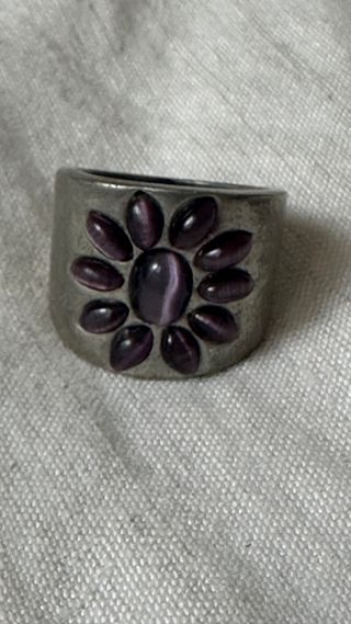 Anillo zamac Plateado Piedras Violeta