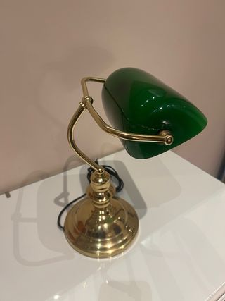 Lámpara de escritorio “Banquero”verde y dorada