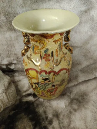 Jarrón Chino Antiguo Cerámica Porcelana