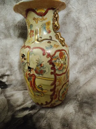 Jarrón Chino Antiguo Cerámica Porcelana