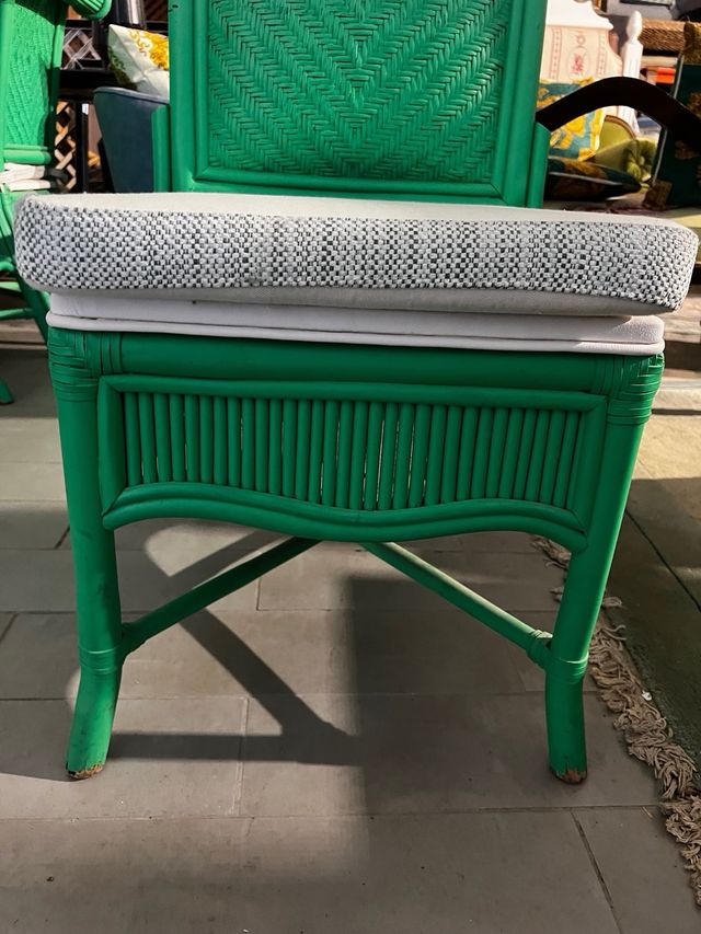 Juego 8 sillas  Comedor Chippendale Ratán Verde