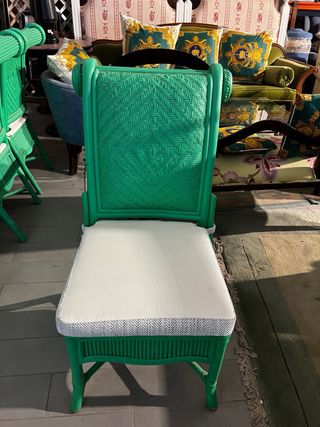 Juego 8 sillas  Comedor Chippendale Ratán Verde