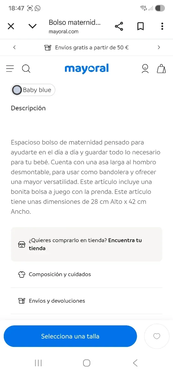 Bolso bebé Mayoral nuevo