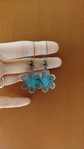 Orecchini pendenti donna oro turchese vintage