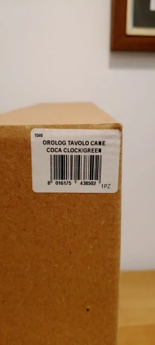 Orologio da tavolo cane verde, con pendolo.