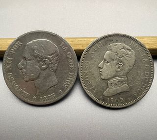 2 Pesetas Alfonso XII 1883 y Alfonso XIII 1905