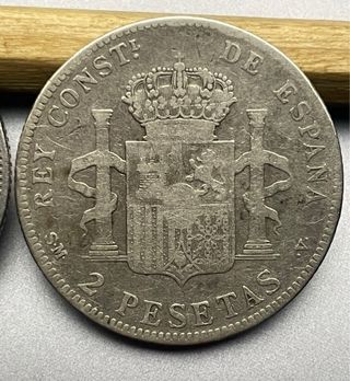2 Pesetas Alfonso XII 1883 y Alfonso XIII 1905
