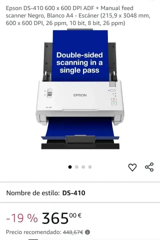 Escáner Epson DS-410 ADF + Manual