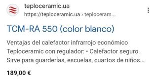 Calentador cerámico TSM-RA 550, calefactor