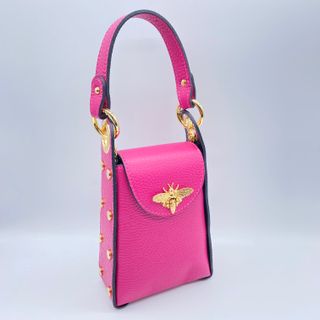 Bolso mini piel auténtica con abeja dorada 0311