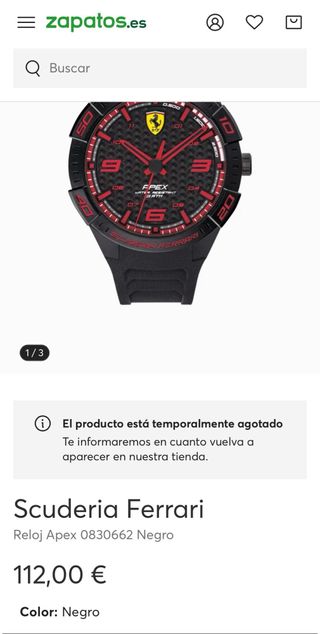 Reloj Scuderia Ferrari Apex Negro/Rojo