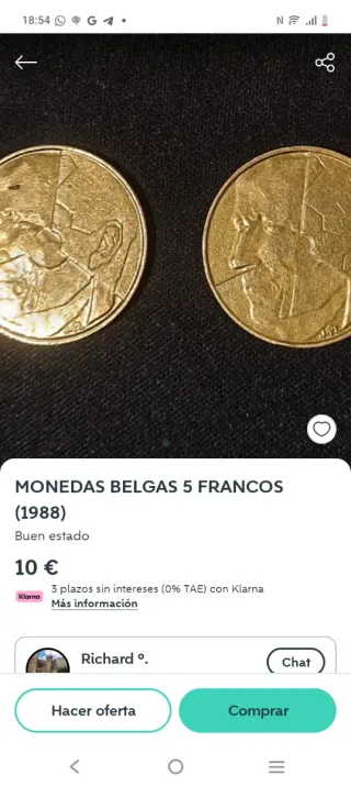 Bélgica 1988 5 Francos Baudouin I