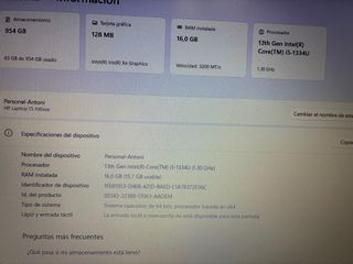 Portátil HP i5 16GB RAM Gris