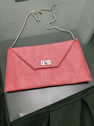 Bolso Cartera Rojo con Cadena Plateada