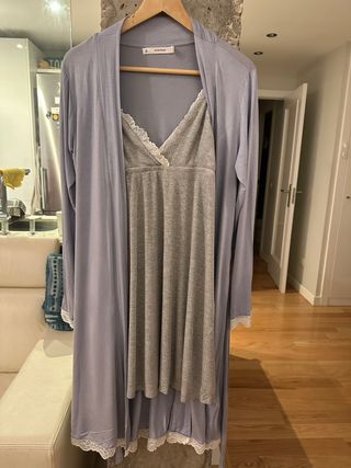 Conjunto camisón lactancia y bata