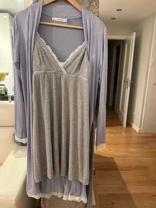 Conjunto camisón lactancia y bata
