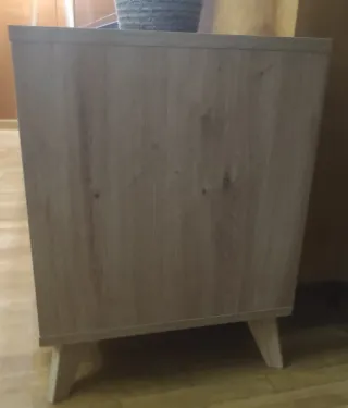 Mueble TV salón madera y blanco