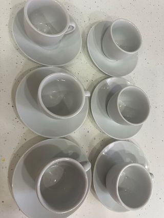 Juego 6 Tazas Café con Plato Porcelana