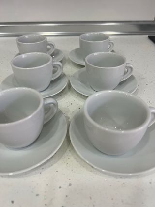 Juego 6 Tazas Café con Plato Porcelana