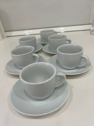 Juego 6 Tazas Café con Plato Porcelana