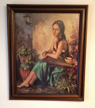 Cuadro mujer sentada al fresco