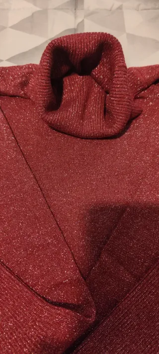 Maglione donna lurex rosso dorato