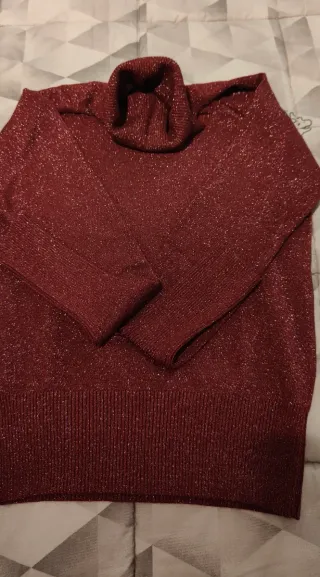 Maglione donna lurex rosso dorato