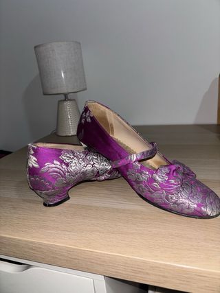 Vestido de Fallera Morado y Plateado