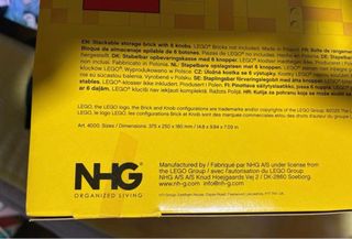 Caja de almacenamiento LEGO rosa y amarilla