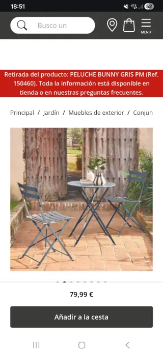 Mesa y 2 sillas balcón metal