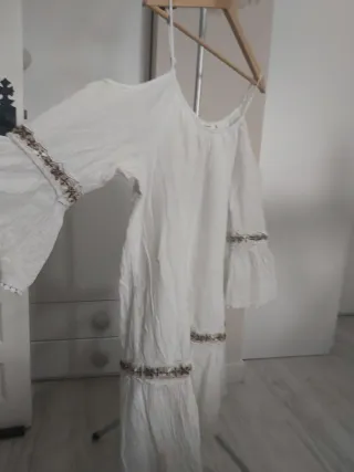 Vestido blanco tirantes bordado Lamorena XL